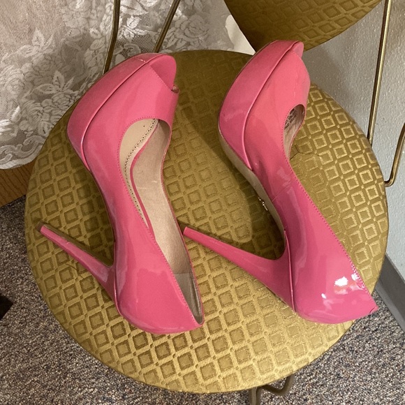 Pour La Victoire Pink Peep Toe Heels Size 9 - Picture 5 of 12